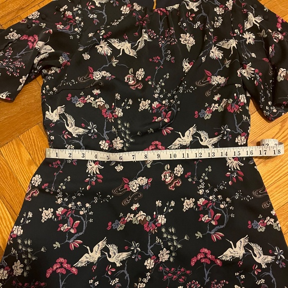 Dark Blue Crane & Blossom Print Midi Dress – Size 48 (fits like a L) - Picture 10 of 11